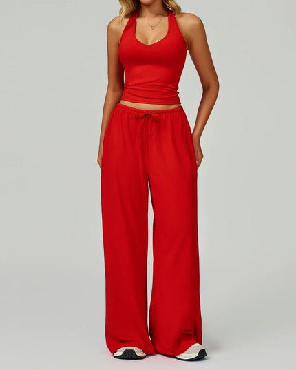 Women's 2/3PCS Cropped Sweater Vest & Loose Sweatpants Set