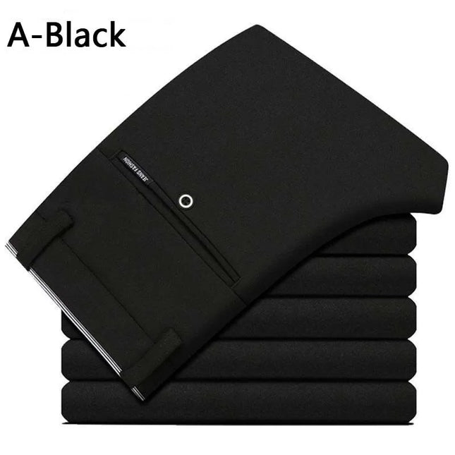 Men's Stretch Straight-Leg Trousers - Slim Fit Style
