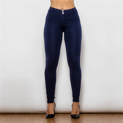 Women's Slim Fit Stretch Skinny Pants - High-Waisted Pencil Trousers with Push-Up Design