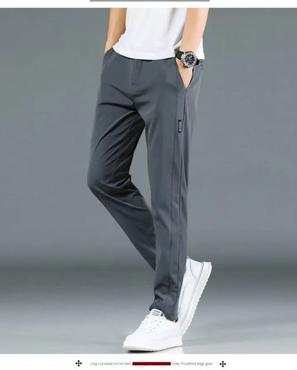 Men’s Lightweight Ice-Silk Straight-Leg Trousers