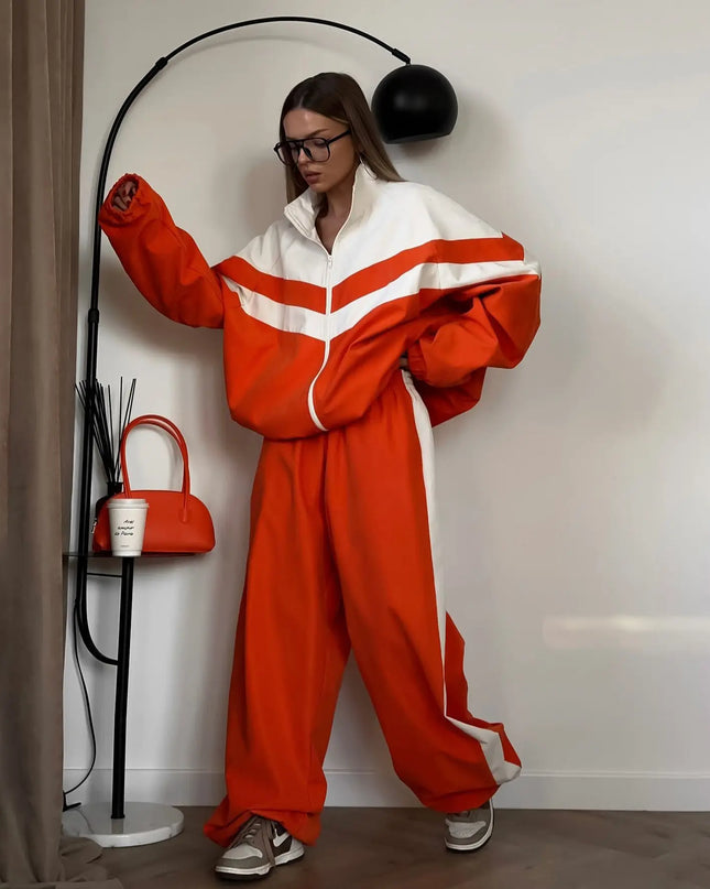 Women’s Two-Piece Set – Loose, Breathable Jacket and Pants Ensemble