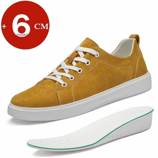 Men's Faux Suede Casual Elevator Sneakers with 6cm Hidden Heel