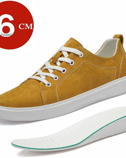 Men's Faux Suede Casual Elevator Sneakers with 6cm Hidden Heel