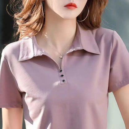 Women's Casual Polo T-Shirt - Relaxed Fit