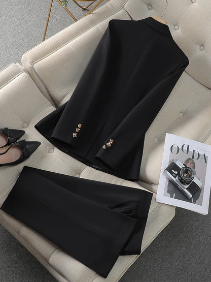 Women's Two-Piece Blazer and Pants Set - Stylish Women's Suit for Business & Casual Wear