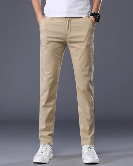 Men's Casual Long Elastic Straight Pants - Various Colors