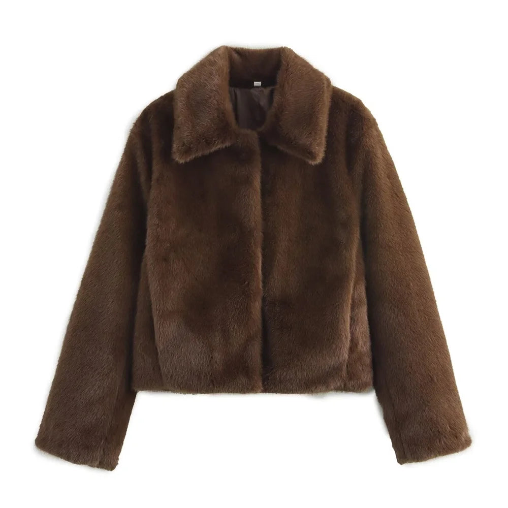 Brown fur jacket on a white background