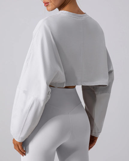 Women's Long Sleeve Sports Crop Top - Loose Fit Athletic Sweater