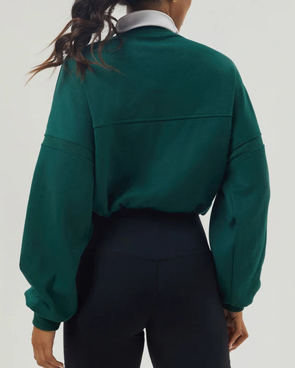 Women's Long Sleeve Sweatshirt – Loose Fit, Half Zipper, Oversized