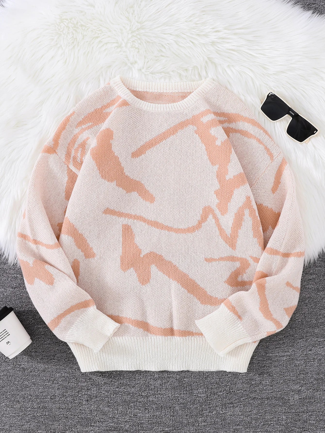 Men's Graffiti Jacquard Pattern Knit Sweater