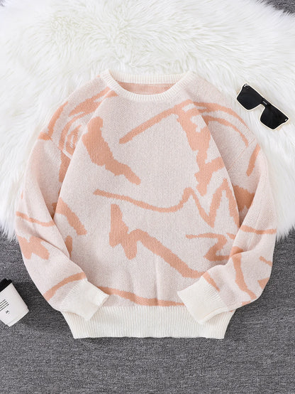 Men's Graffiti Jacquard Pattern Knit Sweater