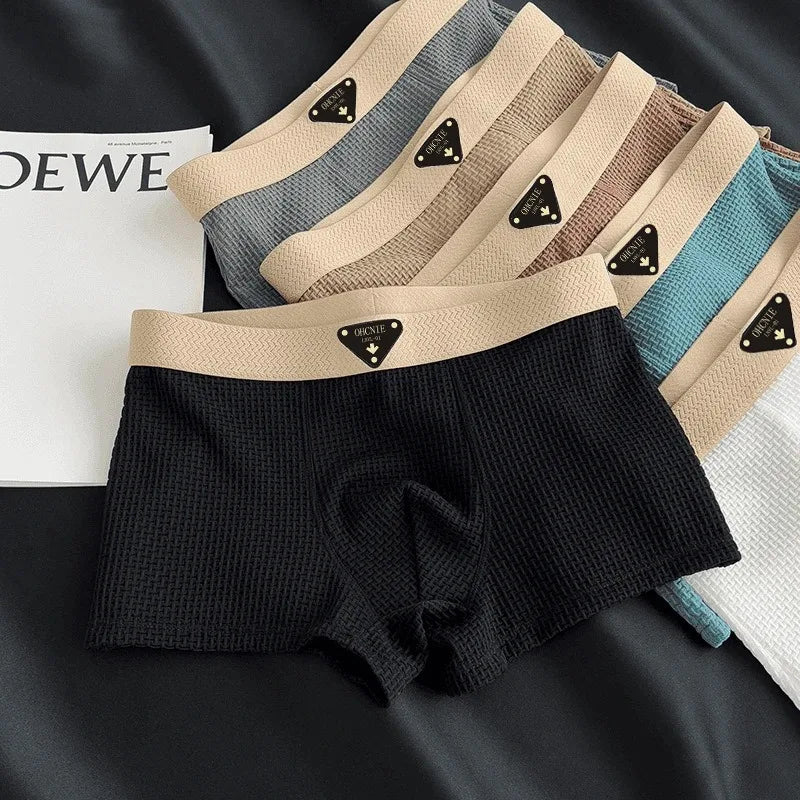 4-Pack Men’s Knitted Plaid Boxer Briefs – Comfortable, Stylish Men’s Underwear