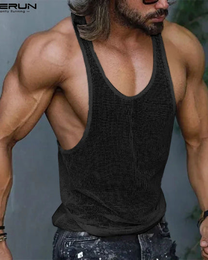 INCERUN Men's Transparent Mesh Tank Top