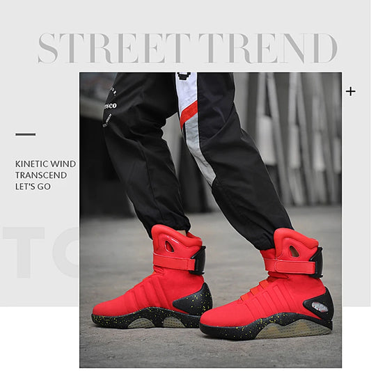 USB Rechargeable Glowing Men's High Top Sneakers – LED Light-Up Athletic Shoes for Men