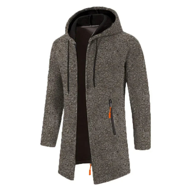Men's Thick Warm Fleece Zipper Hoodie Casual Long Sleeve Coat