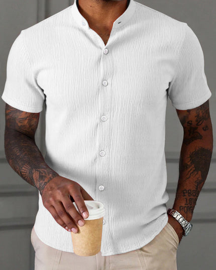 Men's Breathable Short Sleeve Stand Collar Shirt