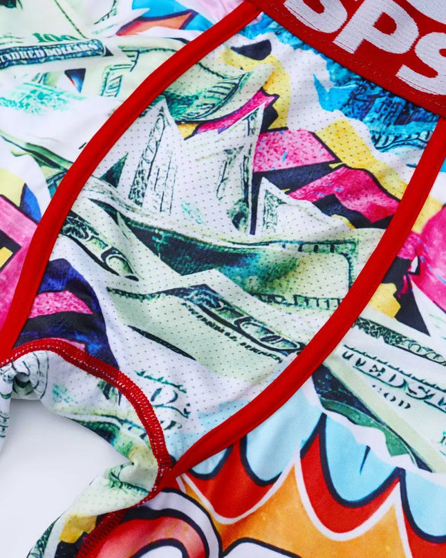 Men's Breathable Graffiti Print Boxer Briefs