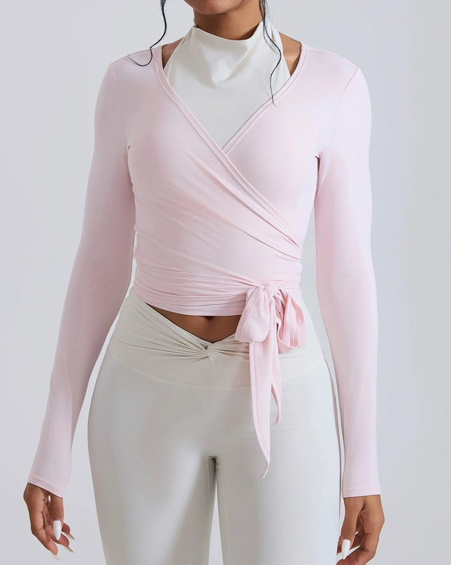 Women's Slim Fit Long Sleeve Cropped Sweater with Side Ribbon