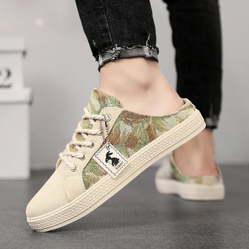 Men's Casual Half Slippers with Platform, Lightweight Walking Shoes 