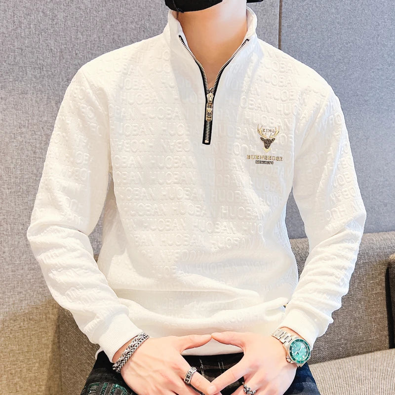 Men's Half-Zip Sweatshirt - Long Sleeve Casual Pullover for Men