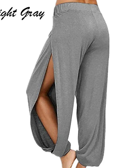Women's High Slit Hare Pants - Loose Fit, Wide Leg Style
