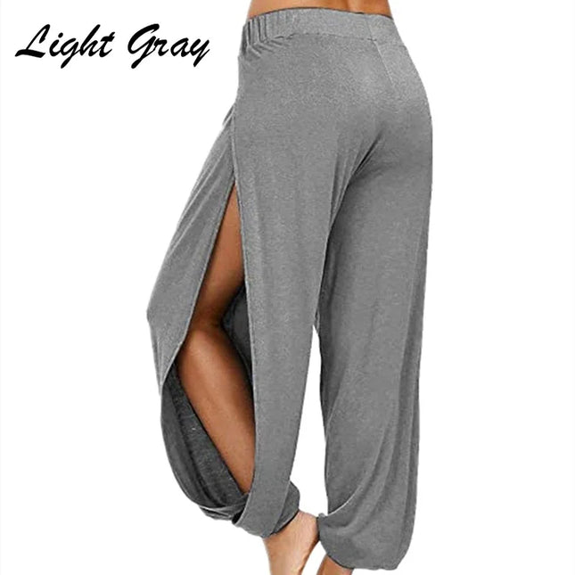 Women's High Slit Hare Pants - Loose Fit, Wide Leg Style
