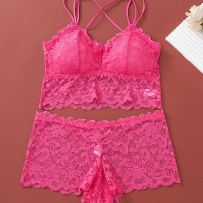 Lace Non-Wire Bra and Ultra-Thin Low Rise Briefs Set for Women - Transparent Comfort Underwear