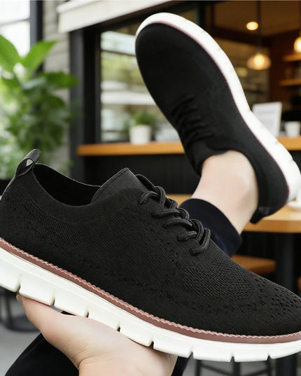 Men's Breathable Casual Shoes with Shock Absorption and Lace-Up Design
