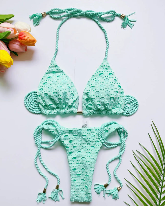Women's 2-Piece Tassel Strap Bikini Set