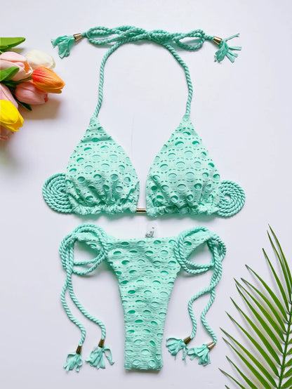 Women's 2-Piece Tassel Strap Bikini Set