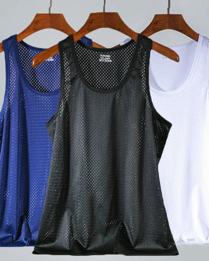 Men's Ice Silk Transparent Mesh Tank Top -  Various Colors