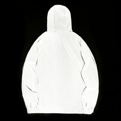 Men's Waterproof Windbreaker Jacket - Reflective Hooded Zipper Jacket for Enhanced Visibility