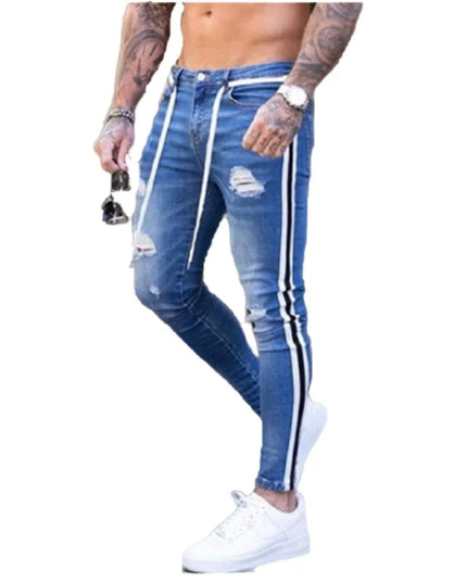 Men's Ripped Skinny Denim Jeans - Casual Style