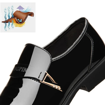 Men's Faux Leather Lacquer Shoes – Pointed Toe Dress Shoes