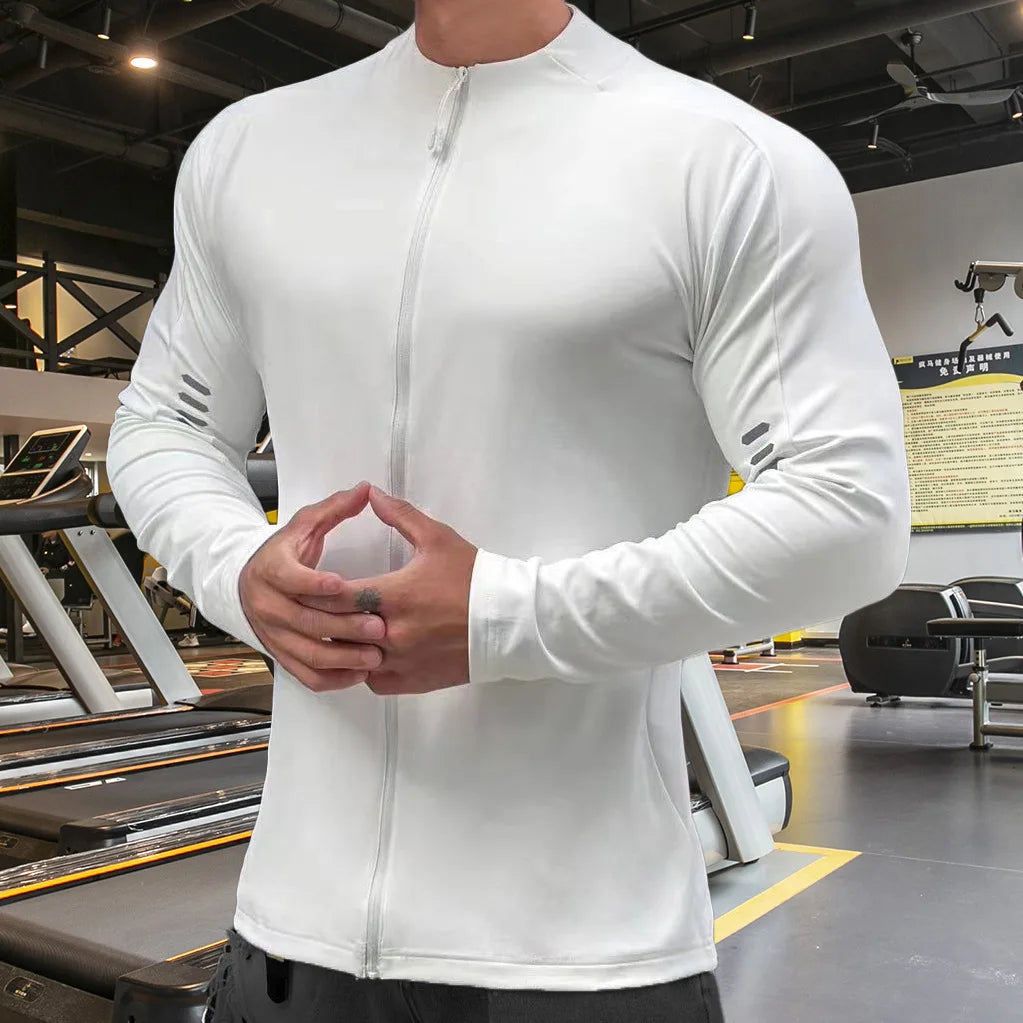 Men's Quick-Dry Long Sleeve Compression Jacket - Performance Activewear for Enhanced Mobility