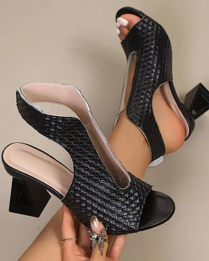 Women’s Casual Open-Toe High-Heel Sandals with Fish-Mouth Design