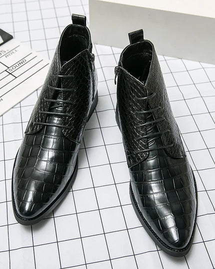 Low Heel Lace-Up Men's Leather Boots