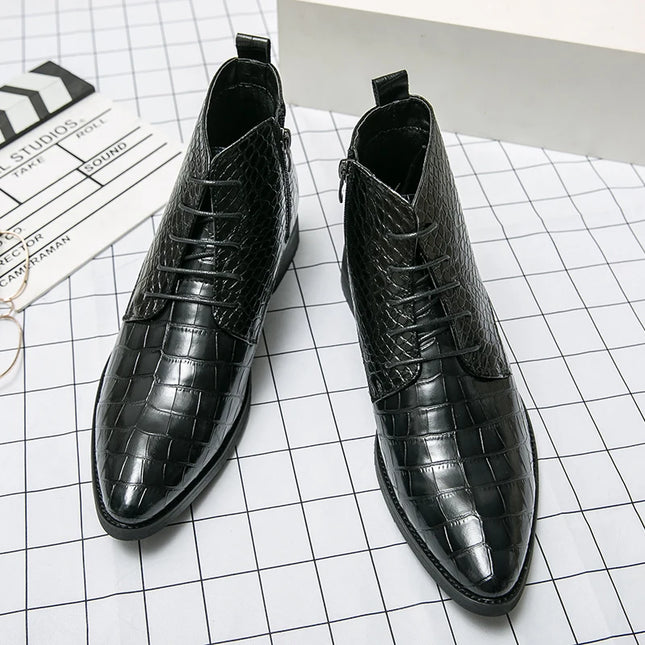Low Heel Lace-Up Men's Leather Boots