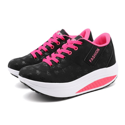 Women's Casual Breathable Comfort Wedge Heel Walking Sneakers with Thick Sole