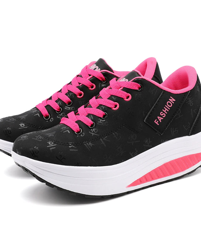 Women's Casual Breathable Comfort Wedge Heel Walking Sneakers with Thick Sole