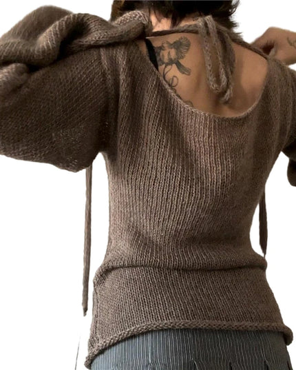 Women's Off-Shoulder Long Sleeve Knitted Sweater