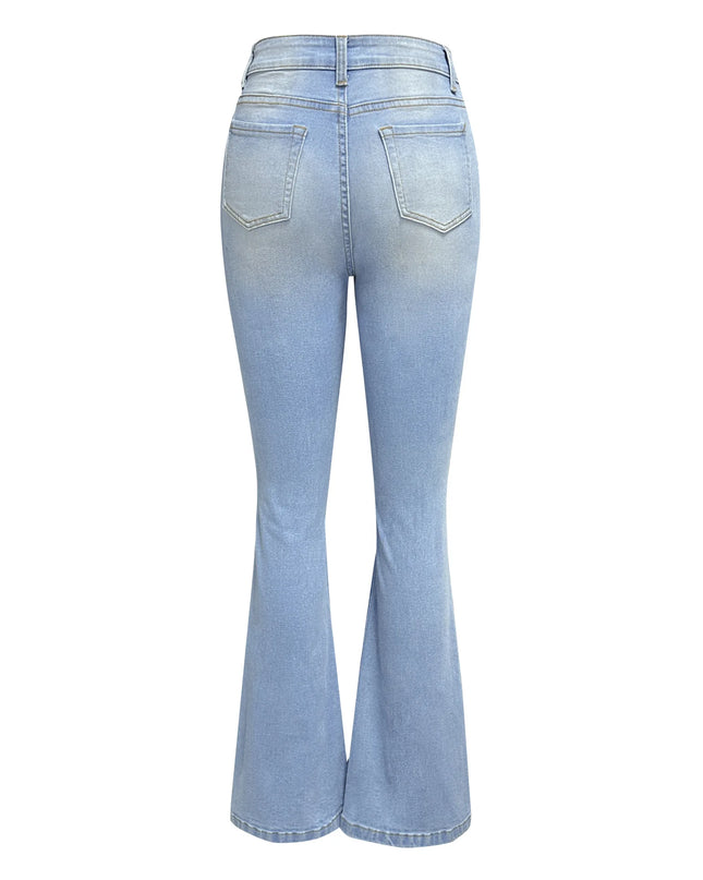 Women's Flare Jeans - Casual High-Waist Long Slim Pants