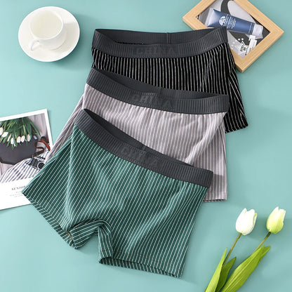 3PCS Women's Cotton Briefs Pack – Soft, Breathable, High Elasticity, Striped Mid-Rise Underwear for Women
