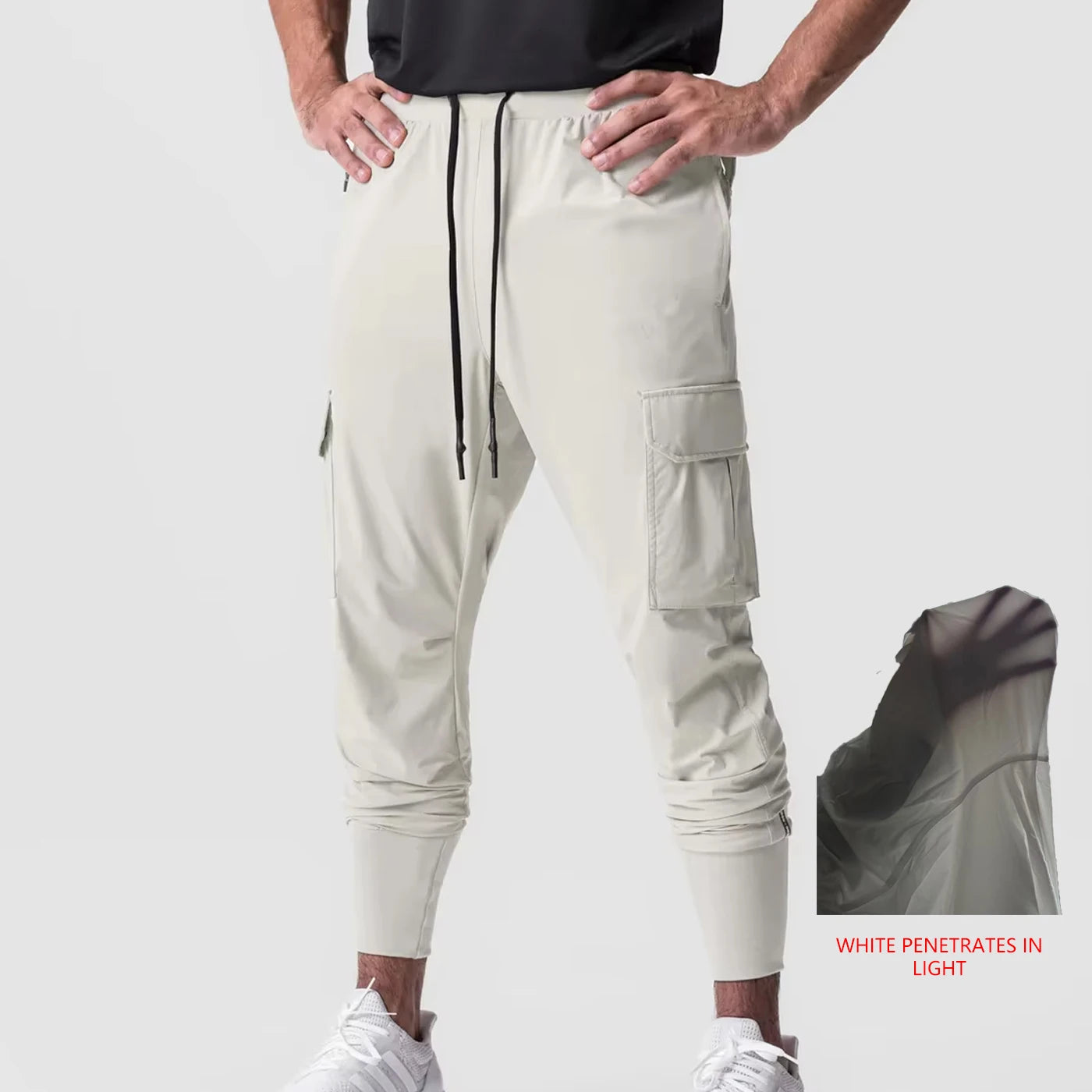 Men's Quick-Dry Thin Cargo Sweatpants with Drawstring And Side Pockets