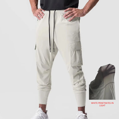 Men's Quick-Dry Thin Cargo Sweatpants with Drawstring And Side Pockets