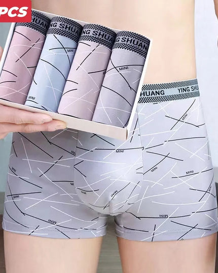 4-Pack Striped Print Men's Boxers - Breathable and Comfortable Underwear