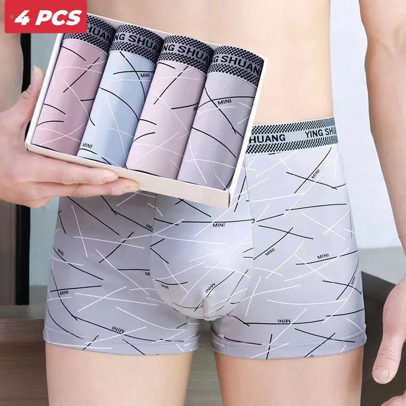 4-Pack Striped Print Men's Boxers - Breathable and Comfortable Underwear