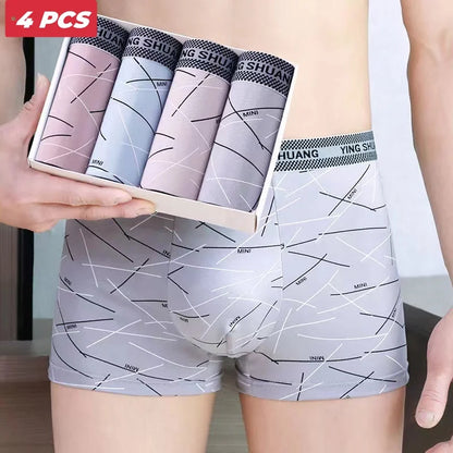 4-Pack Striped Print Men's Boxers - Breathable and Comfortable Underwear