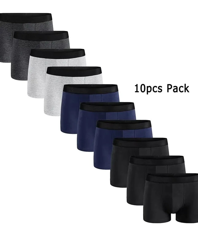 10-Pack Men's High Stretch Boxer Shorts - Breathable and Soft Underwear