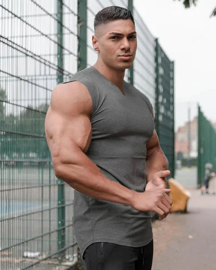 Men's V-Neck Cotton Tank Tops - Breathable & Comfortable